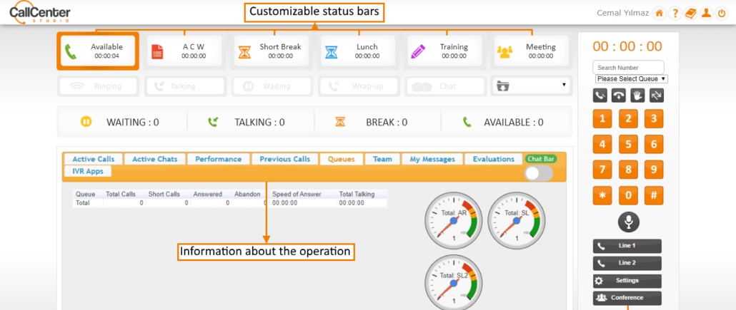 Cloud based contact center dashboard