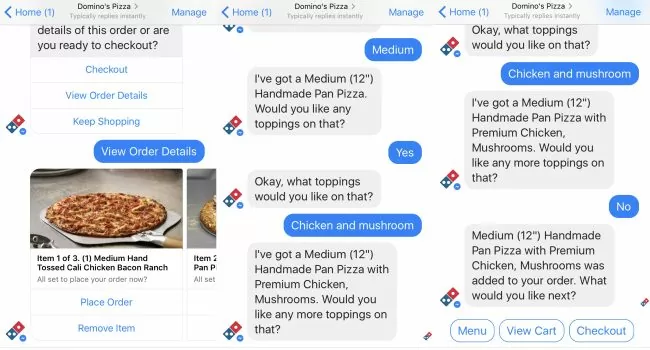 Dominos pizza chatbot