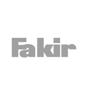 A Fakir logo on a green background.