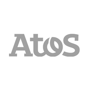 A green background featuring the Atos logo.