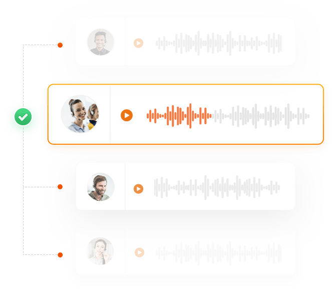 An image of a voice recording app with two people and a microphone for inbound call center solutions.