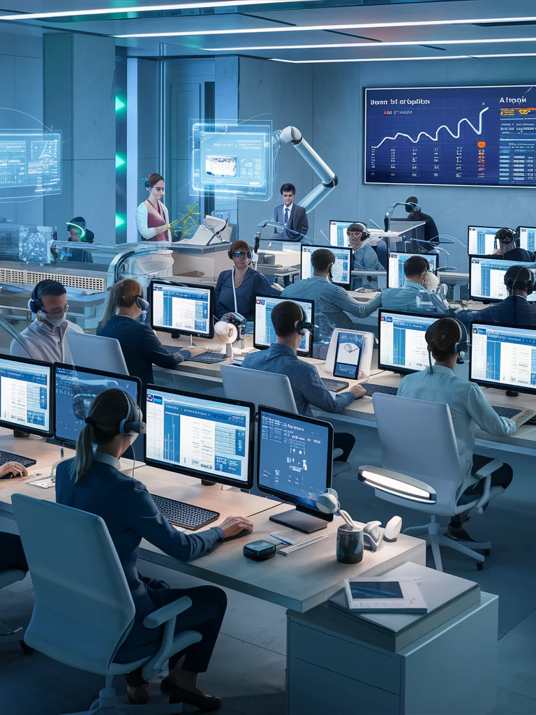 a sleek futuristic call center filled with state o jrJOPAd2TgelNS22DRffJg qBqYNWH1Qaumi4p Ab bdA