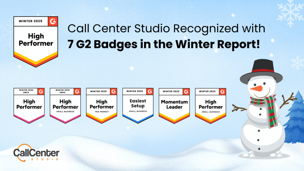 Call Center Studio Awarded 7 Badges in G2 Winter 2025 Report 1 Call Center Studio's G2 Badges for Winter Report