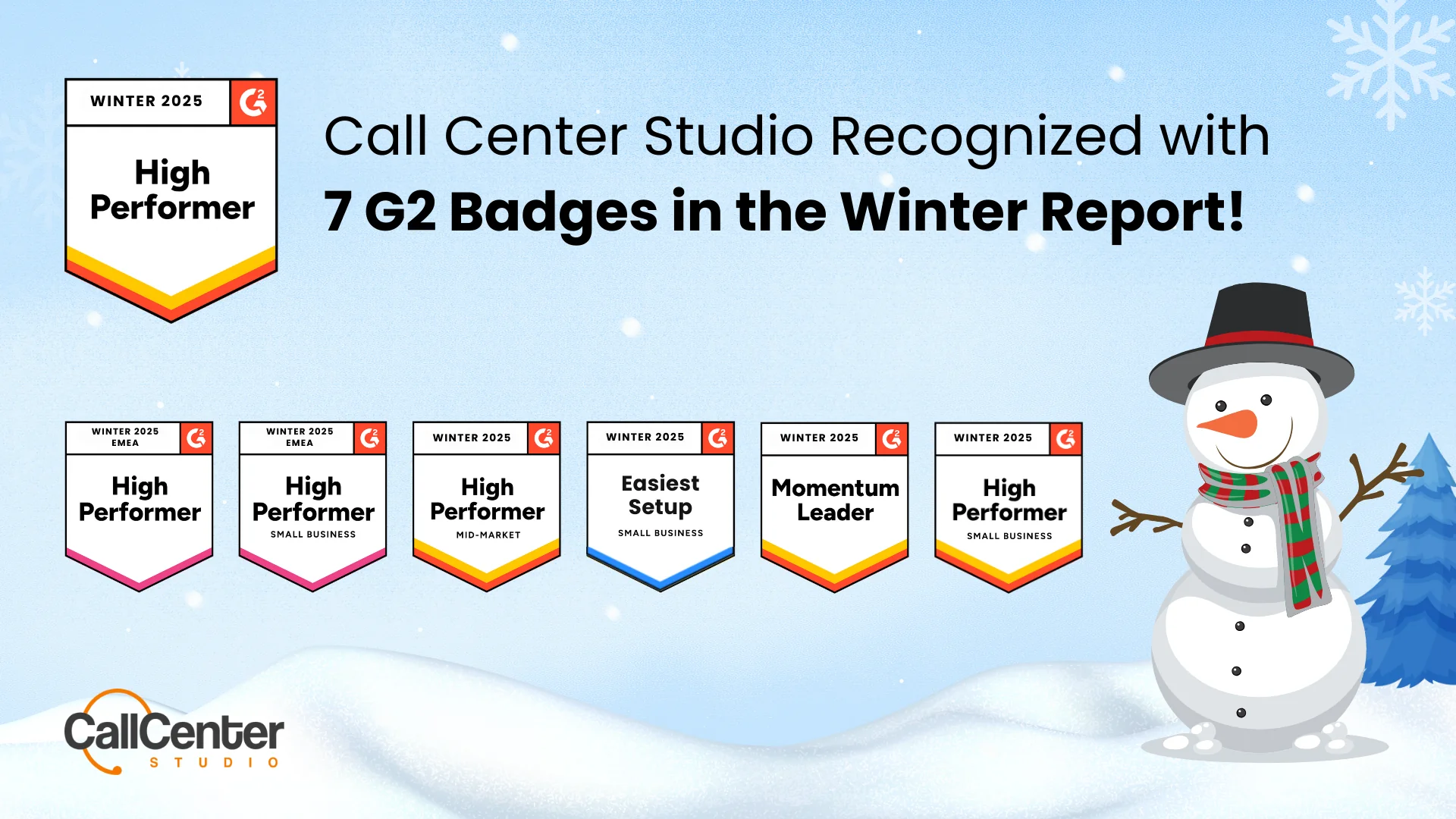 Call Center Studio's G2 Badges for Winter Report