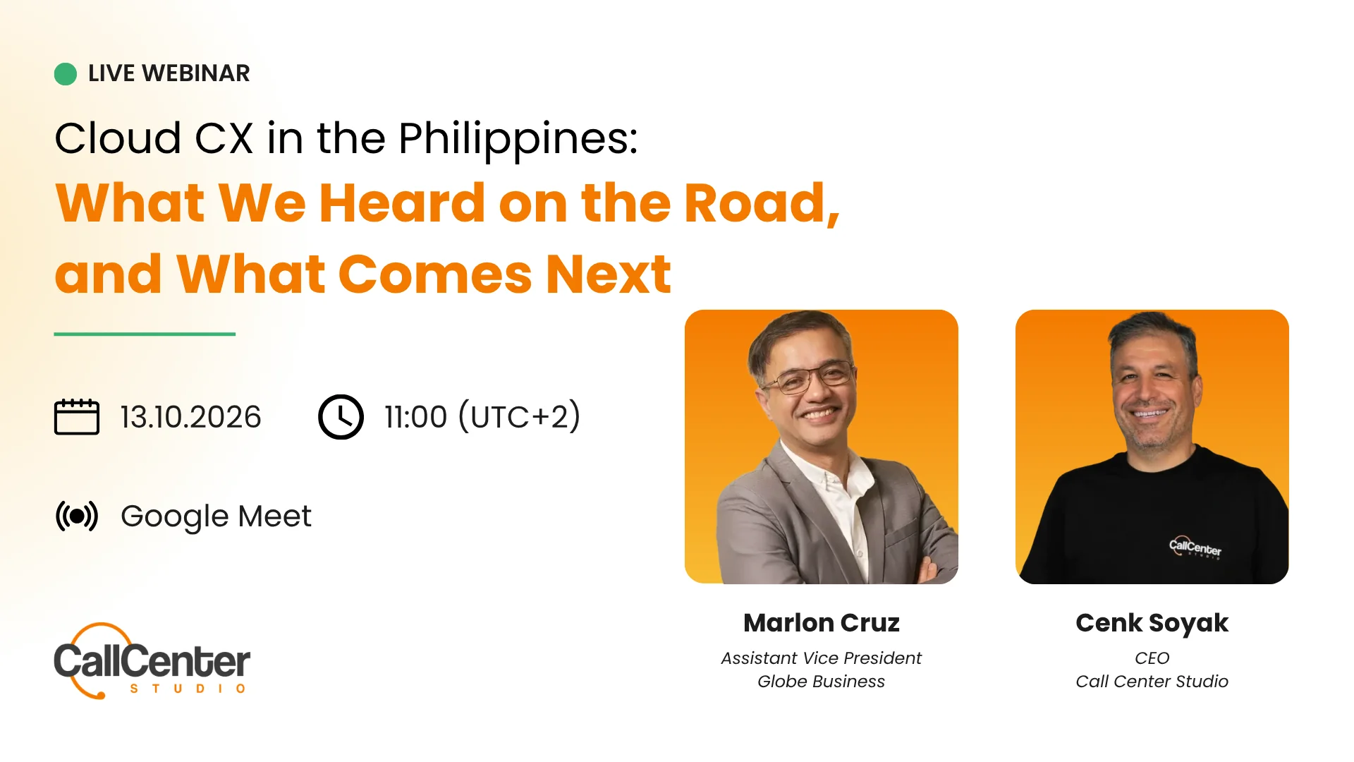Cloud CX in the Philippines webinar with Globe Business and Call Center Studio, 13 October 2026
